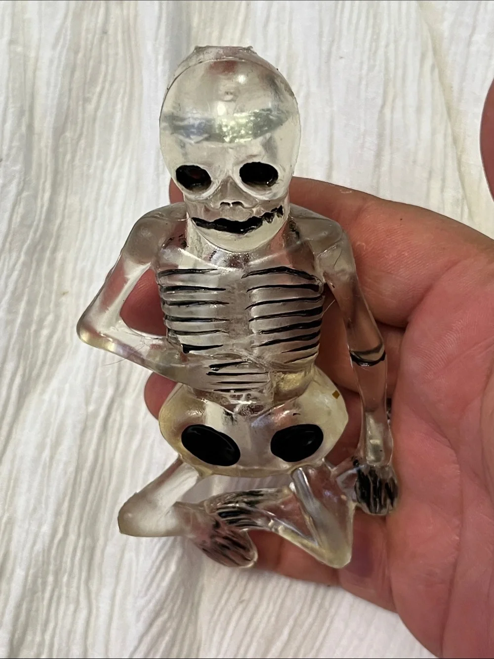 Transparent Skeleton Figurine Halloween Decor with Black Accents